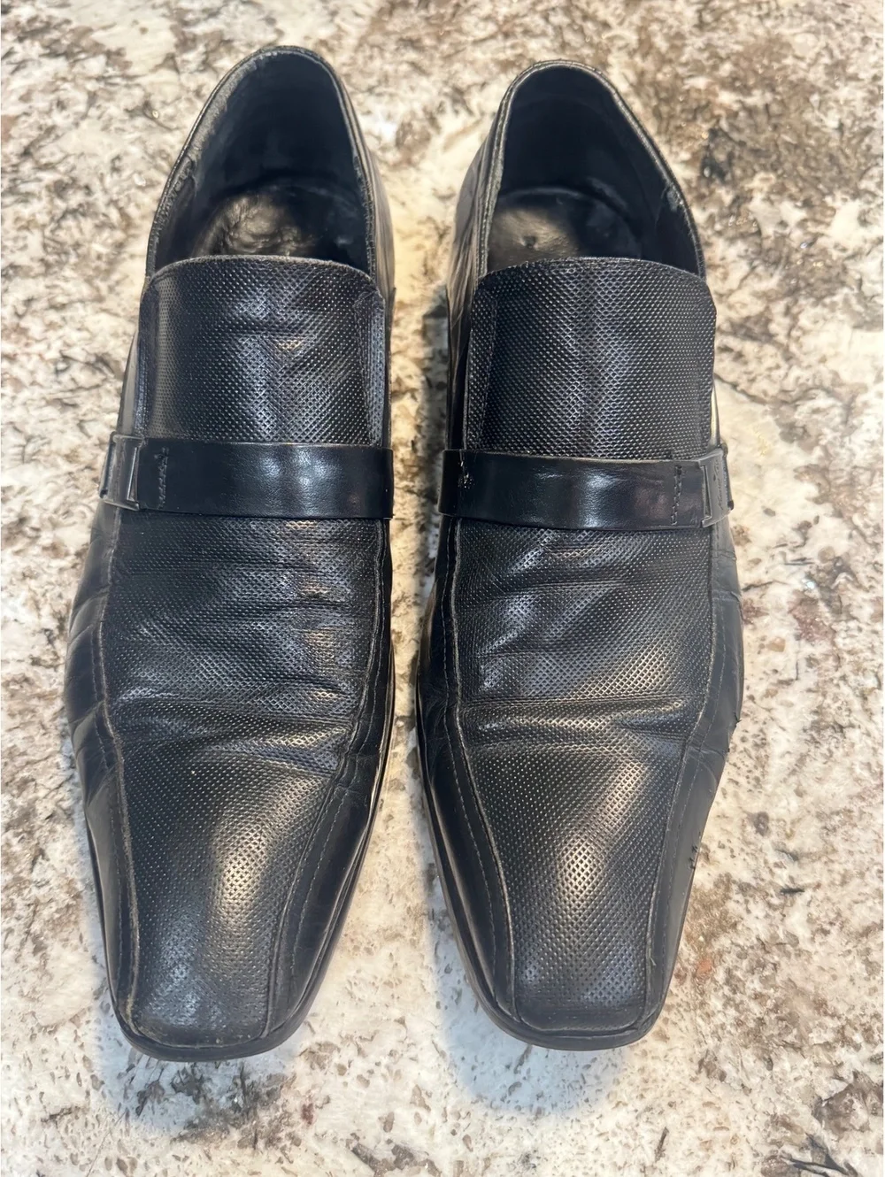 Kenneth Cole 12 Black Leather Slip-On Dress Shoes
